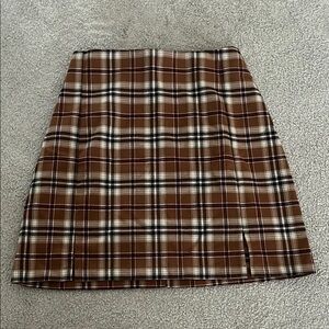 Brandy Melville Plaid Mini Skirt in Brown and White